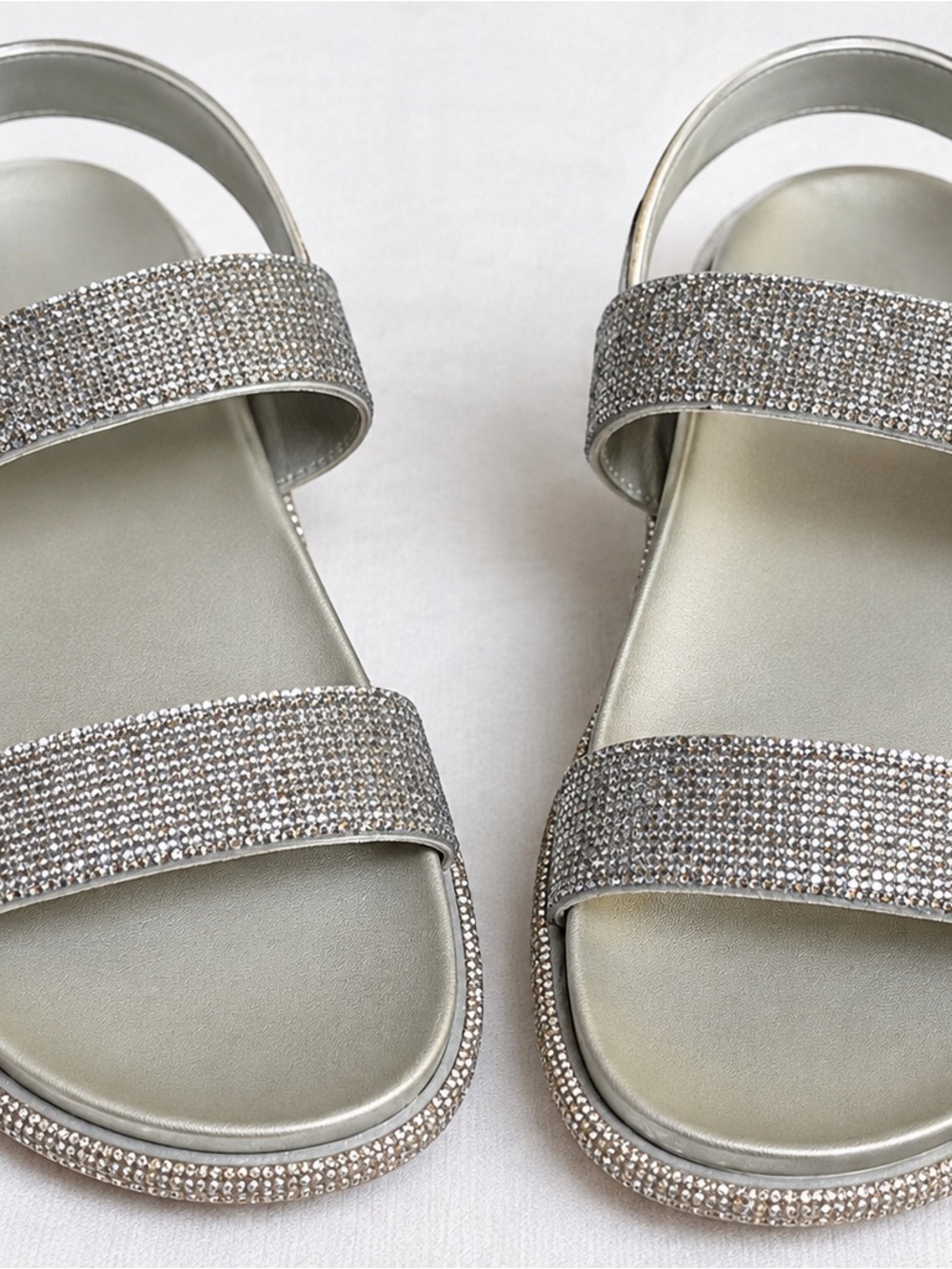 Kenneth Cole Reaction Silver Faux Crystal Rhinestone Slingback Sandals Woman 9.5